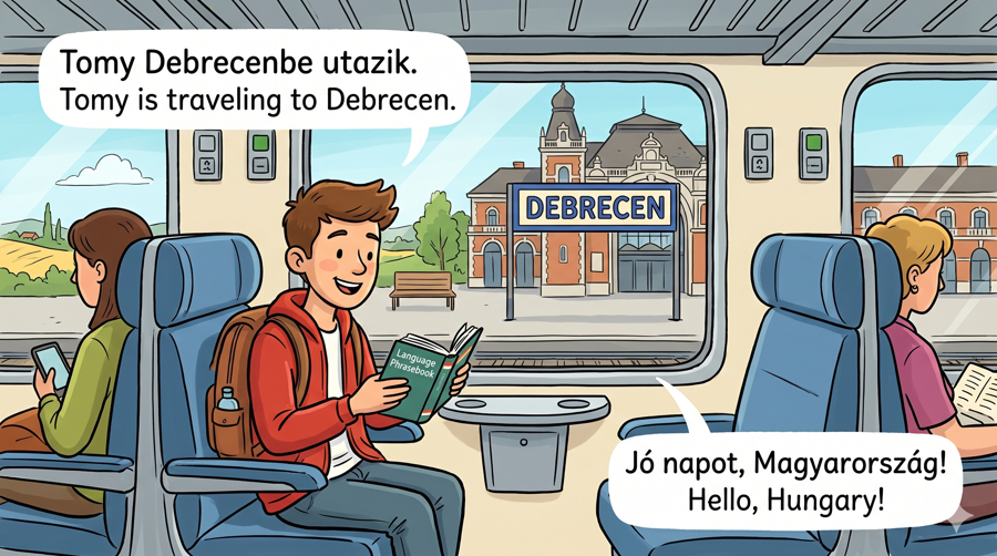 Tomi vonatútja Debrecenbe a barátaival